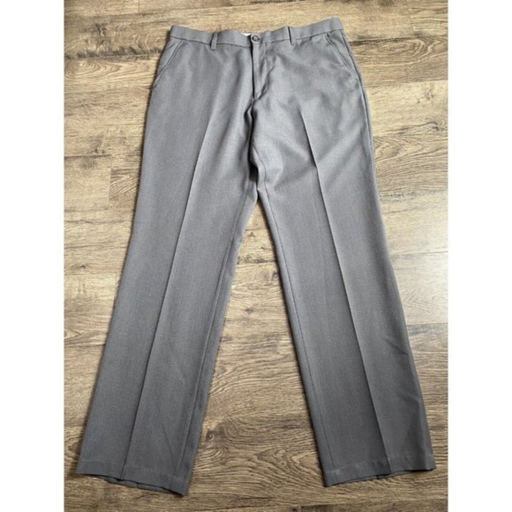 EUC Mens Greg Norman Five Iron Dress Pants Grey Flat Front Size 36 X 34‎